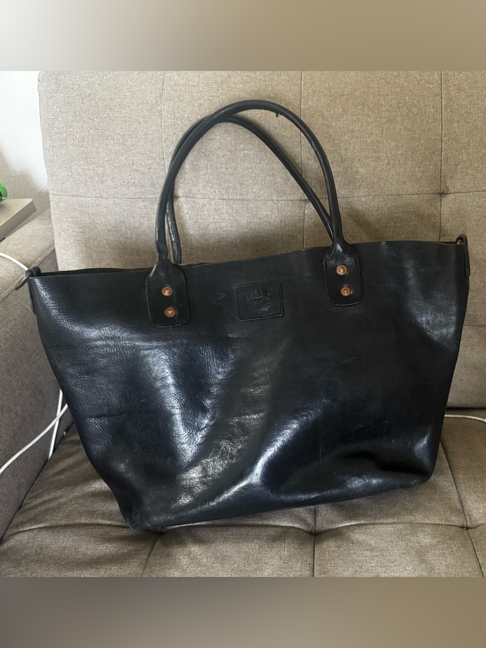Black Leather Tote Bag - Classic Everyday Carry